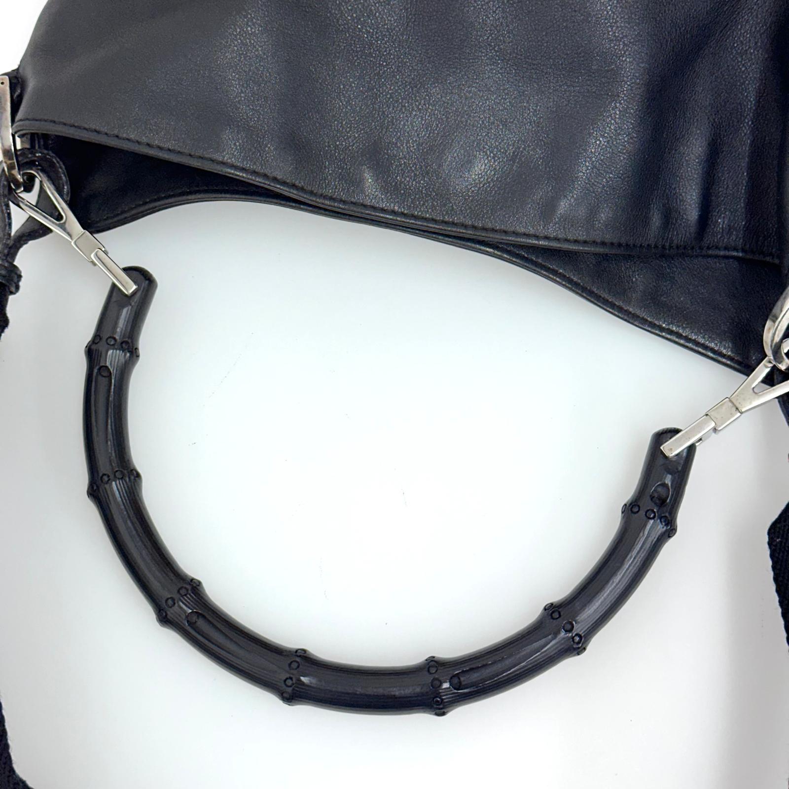 Gucci borsa a spalla pelle nera Bamboo hobo