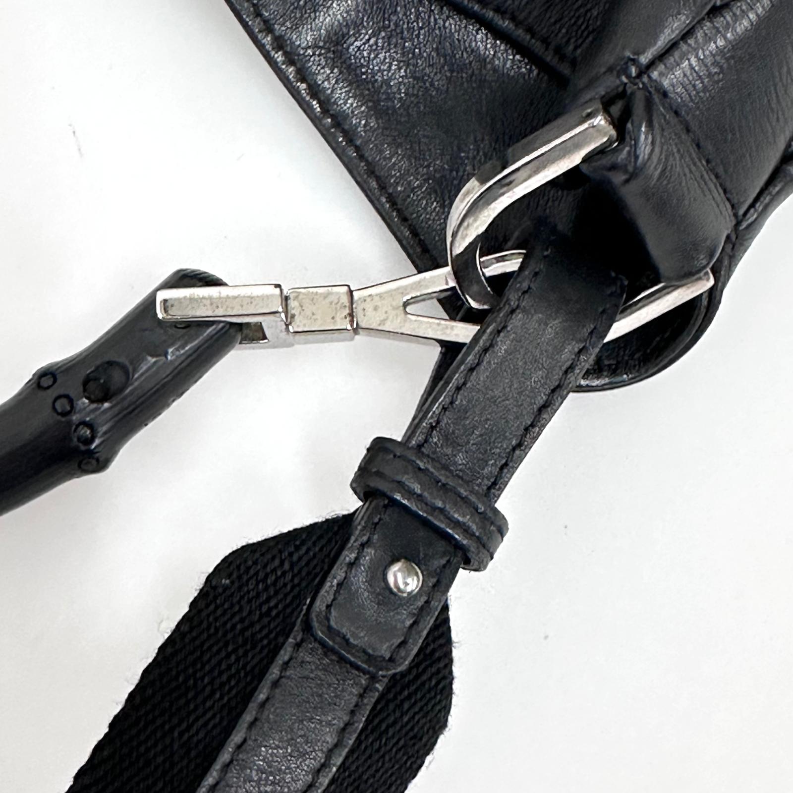 Gucci borsa a spalla pelle nera Bamboo hobo