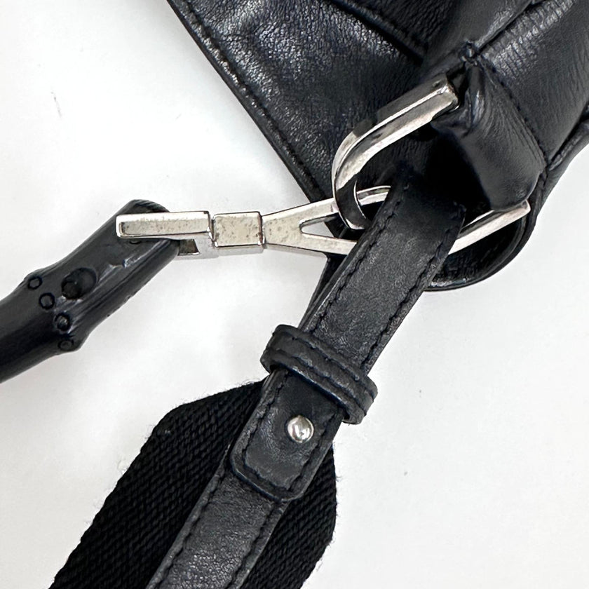 Gucci borsa a spalla pelle nera Bamboo hobo