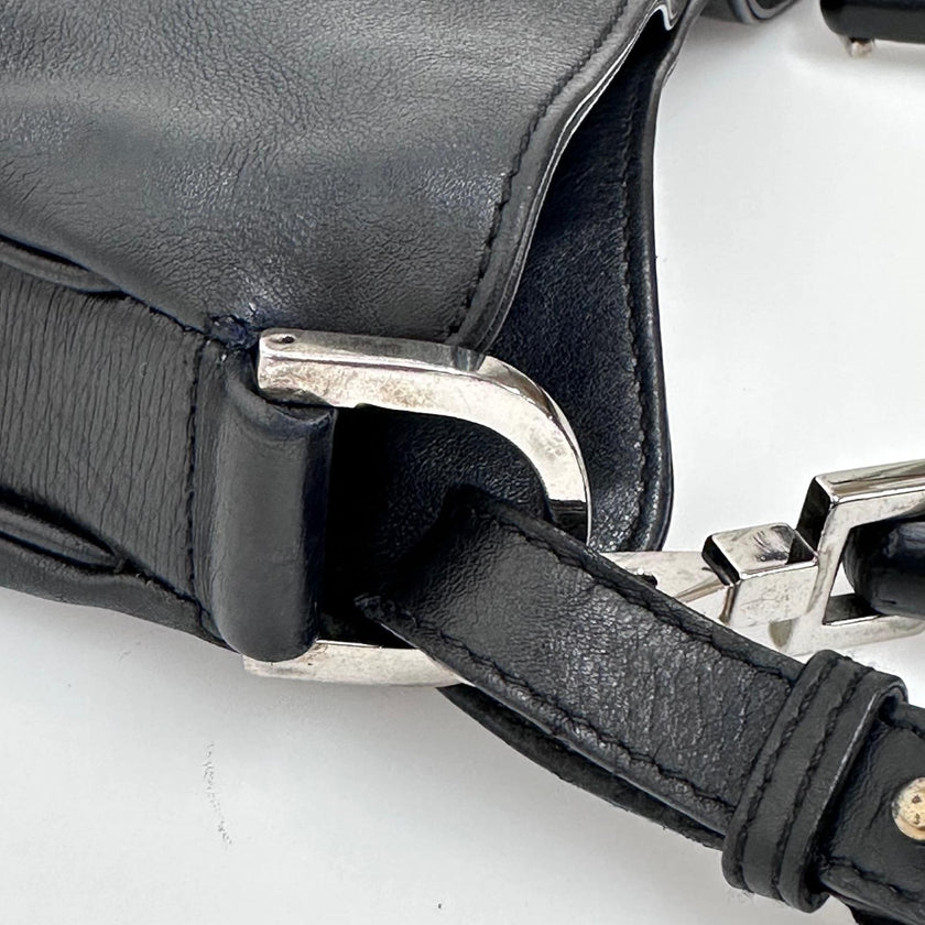 Gucci borsa a spalla pelle nera Bamboo hobo
