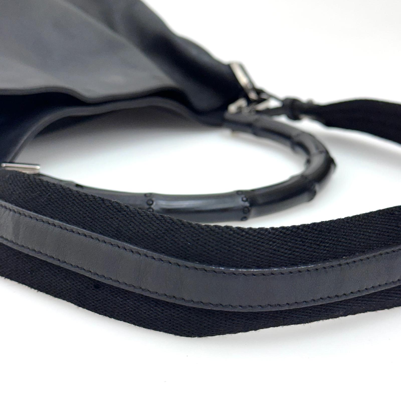 Gucci borsa a spalla pelle nera Bamboo hobo