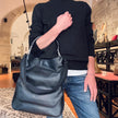 Gucci borsa a spalla pelle nera Bamboo hobo