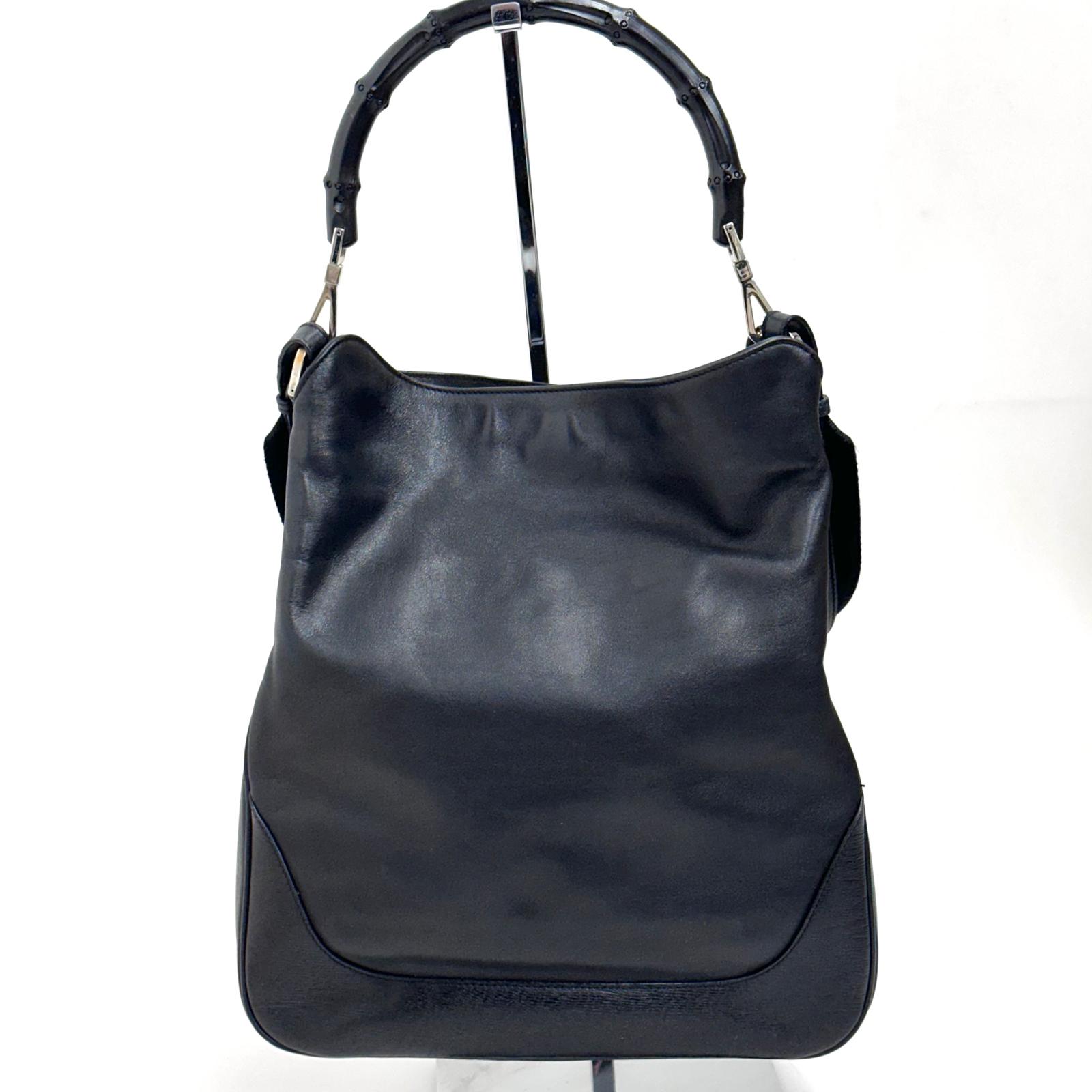 Gucci borsa a spalla pelle nera Bamboo hobo