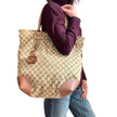 Gucci borsa a spalla tote GG Canvas beige pelle cuoio Charm Interlocking G