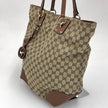 Gucci borsa a spalla tote GG Canvas beige pelle cuoio Charm Interlocking G