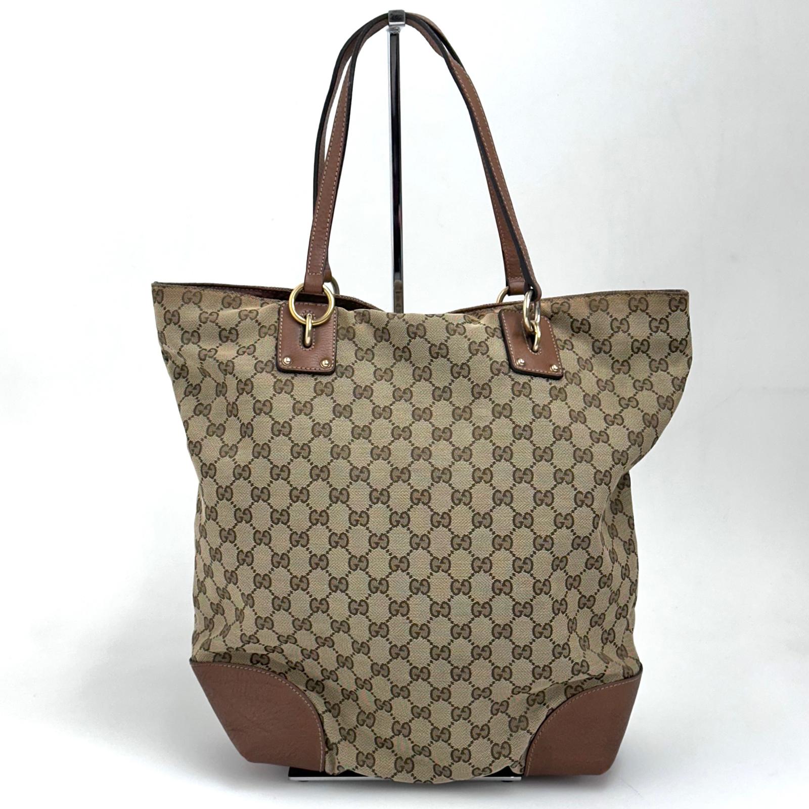 Gucci borsa a spalla tote GG Canvas beige pelle cuoio Charm Interlocking G