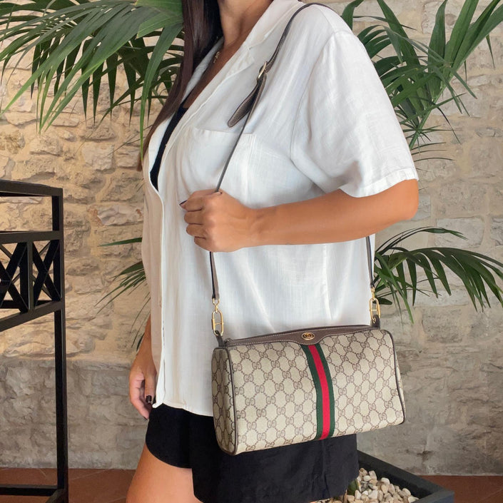 Gucci borsa a tracolla Ophidia in tessuto GG Supreme con dettaglio Web