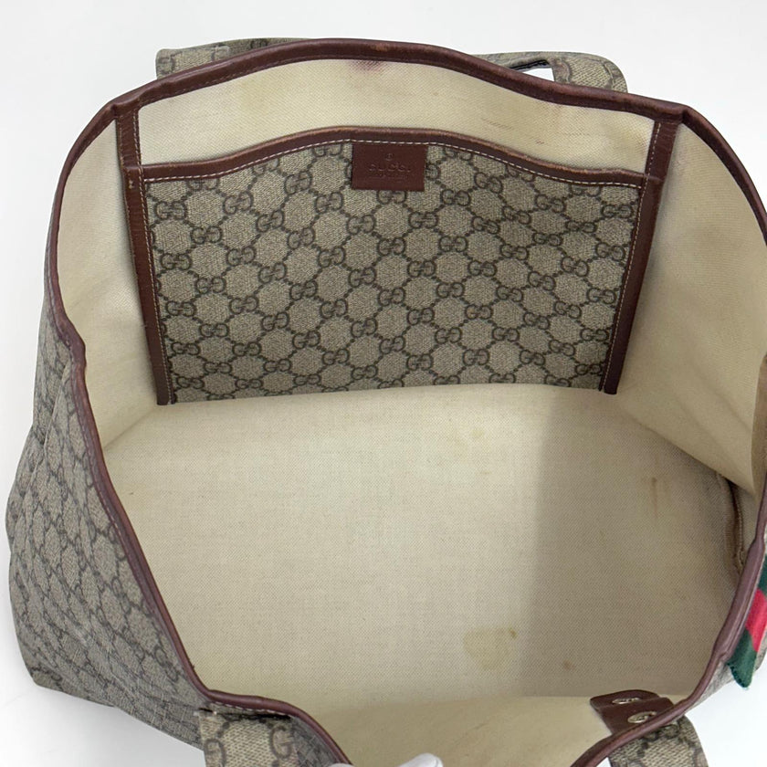Gucci borsa shopping tote GG Supreme con Web stripe