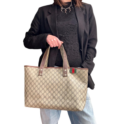 Gucci borsa shopping tote GG Supreme con Web stripe
