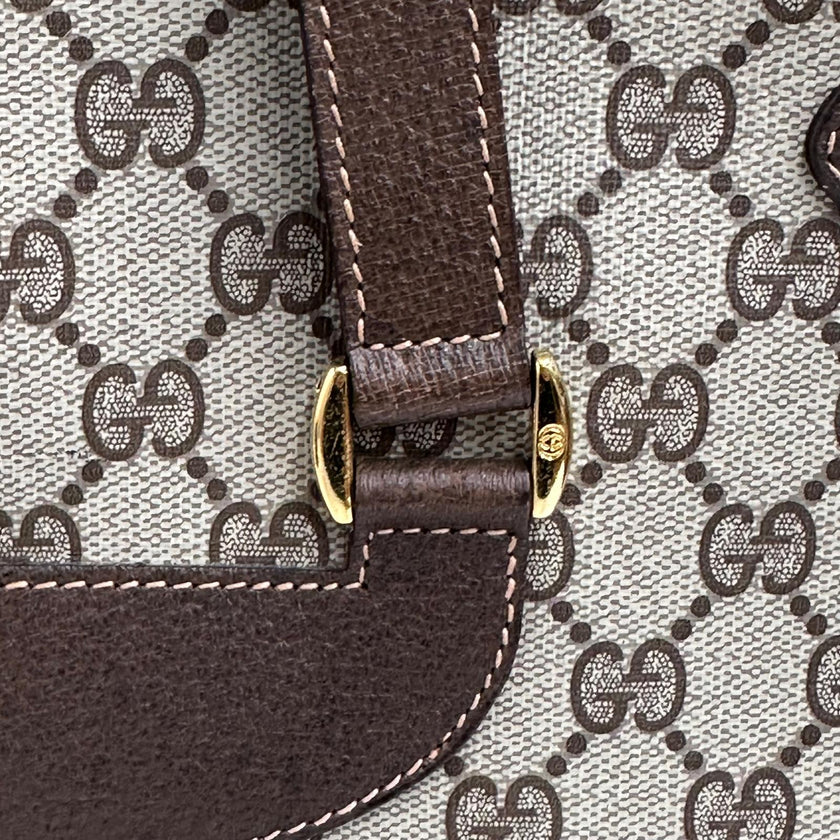 Gucci borsa tote a spalla vintage in tela GG Supreme con profili Web