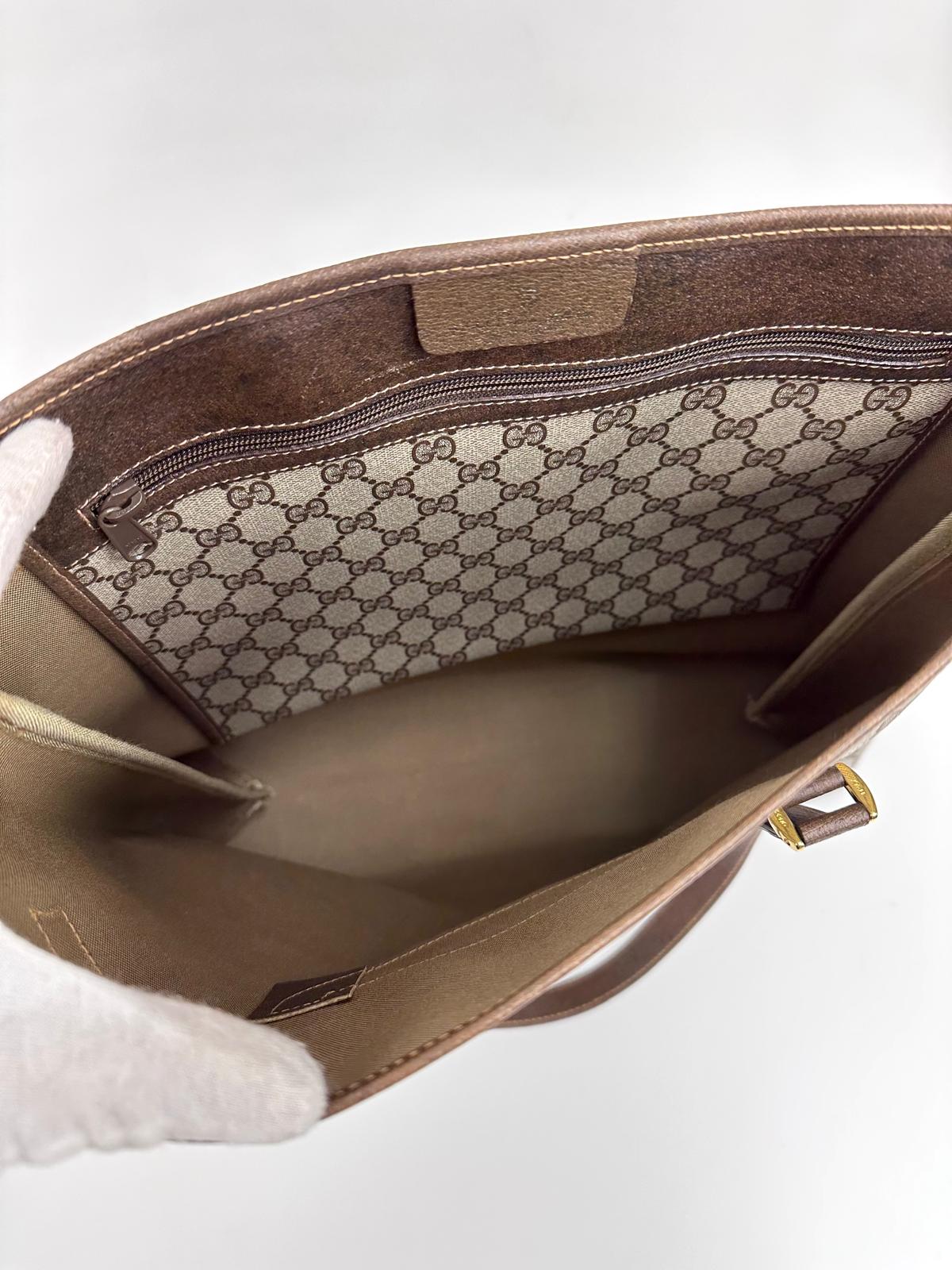 Gucci borsa tote a spalla vintage in tela GG Supreme con profili Web