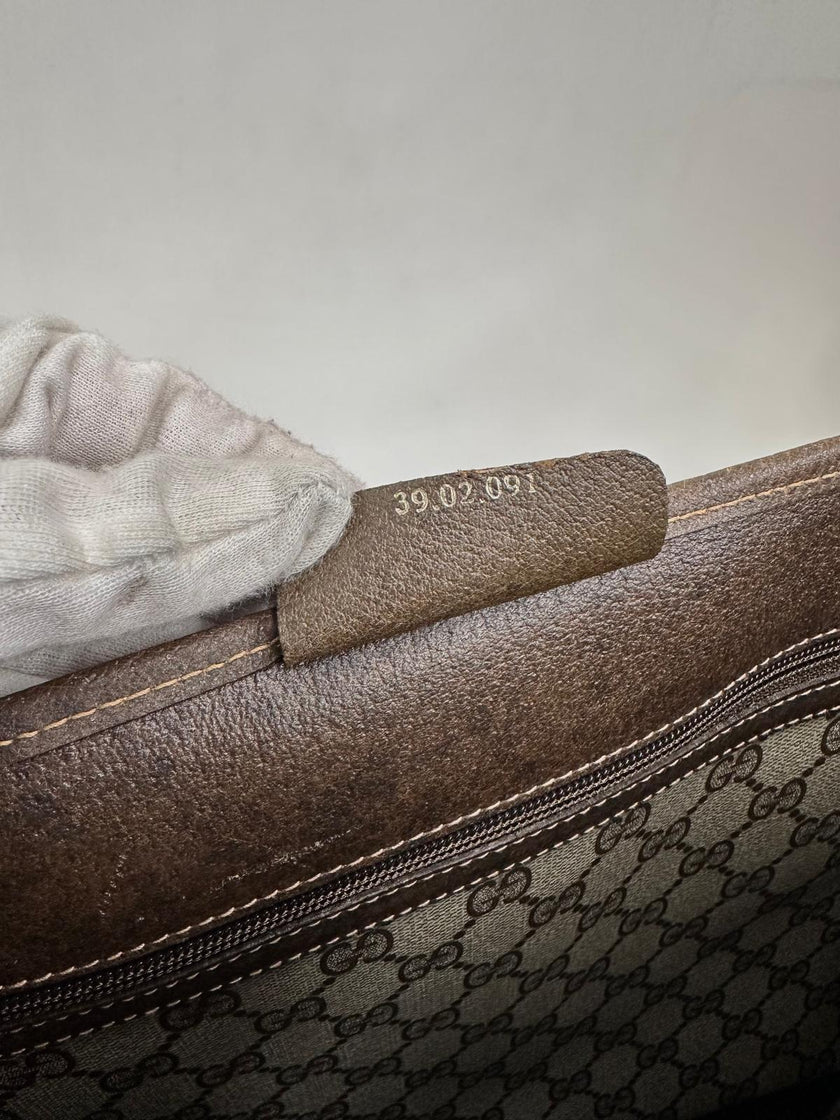 Gucci borsa tote a spalla vintage in tela GG Supreme con profili Web