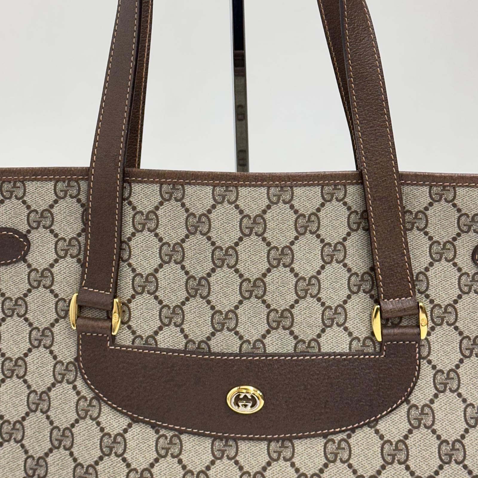 Gucci borsa tote a spalla vintage in tela GG Supreme con profili Web