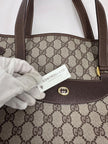 Gucci borsa tote a spalla vintage in tela GG Supreme con profili Web