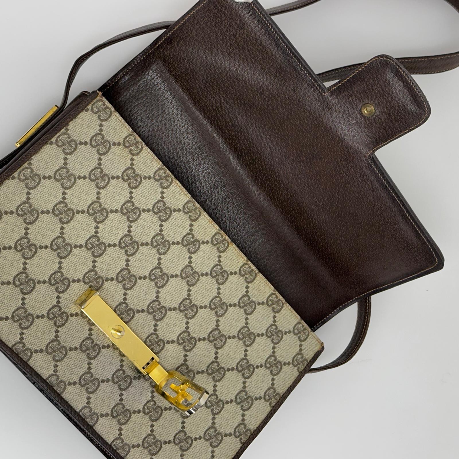 Gucci borsa vintage a spalla GG Supreme con chiusura Interlocking GG