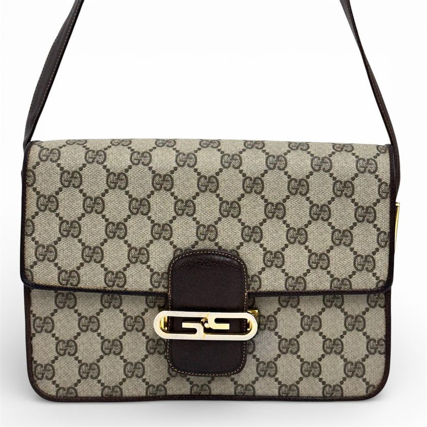 Gucci borsa vintage a spalla GG Supreme con chiusura Interlocking GG