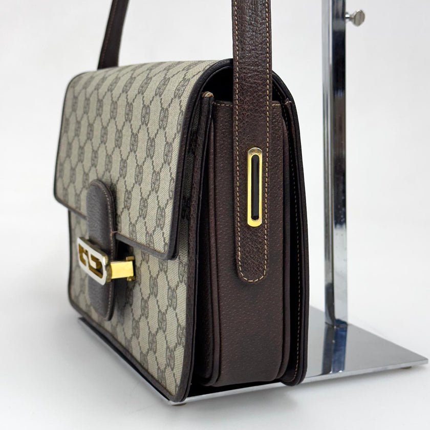 Gucci borsa vintage a spalla GG Supreme con chiusura Interlocking GG