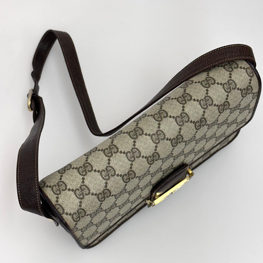 Gucci borsa vintage a spalla GG Supreme con chiusura Interlocking GG