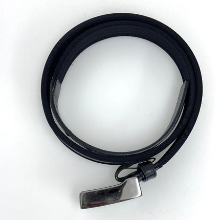 Gucci cintura in pelle e tela nera con fibbia argento Mis. 80