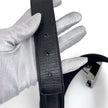 Gucci cintura in pelle e tela nera con fibbia argento Mis. 80