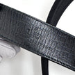 Gucci cintura in pelle e tela nera con fibbia argento Mis. 80