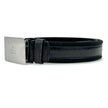Gucci cintura in pelle e tela nera con fibbia argento Mis. 80
