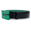Gucci cintura in pelle nera con fibbia G verde – 112 cm