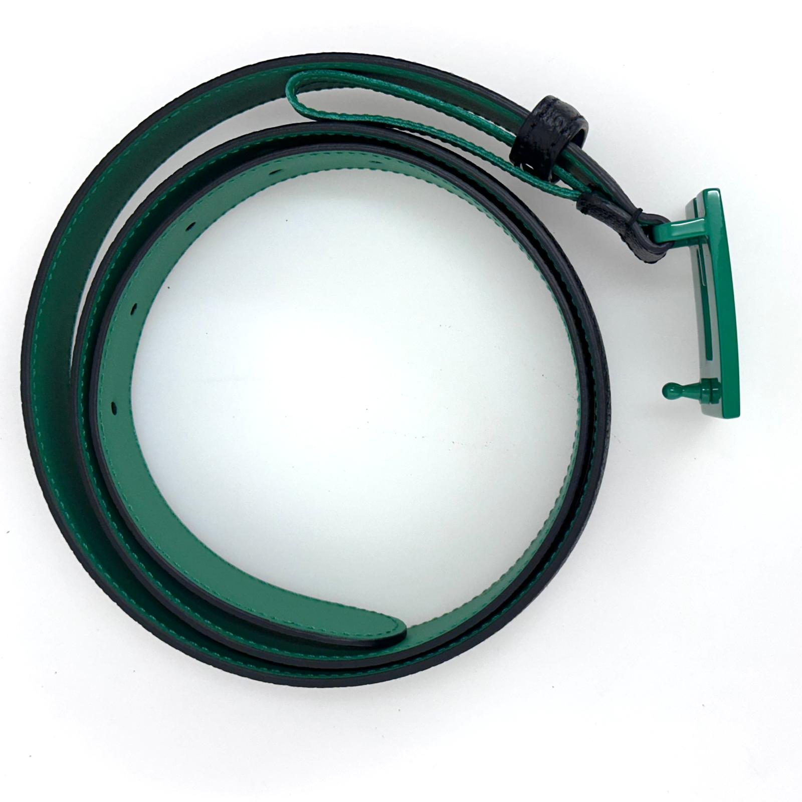 Gucci cintura in pelle nera con fibbia G verde – 112 cm