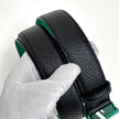 Gucci cintura in pelle nera con fibbia G verde – 112 cm