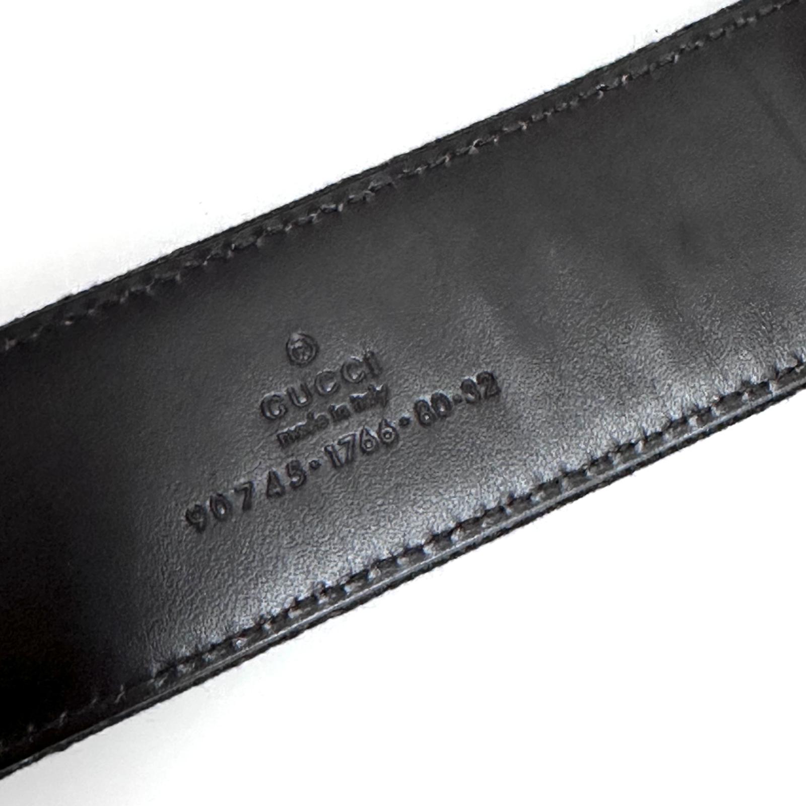 Gucci cintura in tela GG marrone con fibbia logo argento Mis. 80