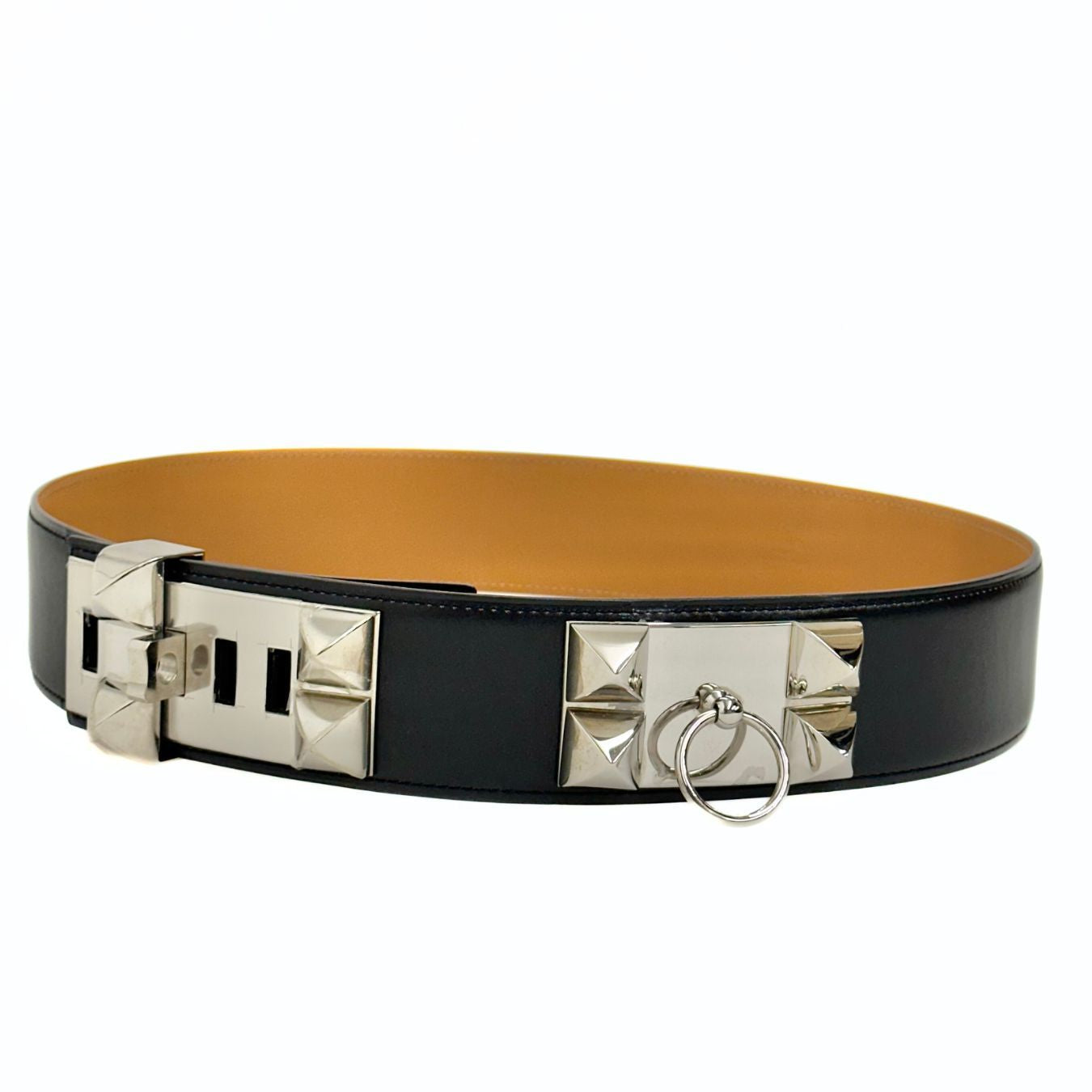 Hermès cintura Collier de Chien in pelle nera