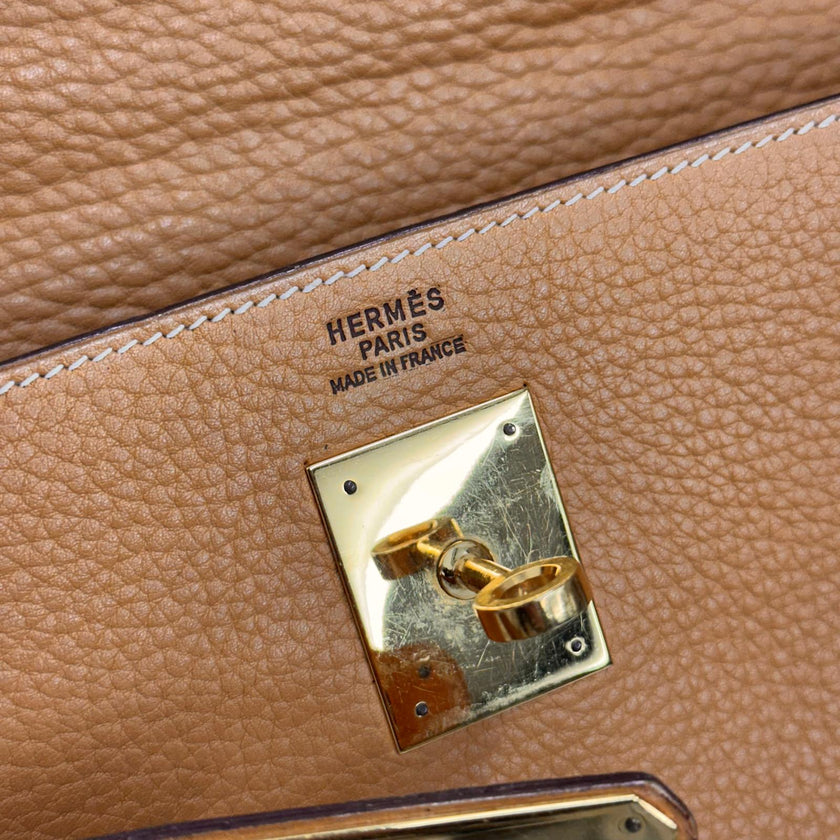 Hermès Borsa Kelly 32 Retournée Ardennes Gold hardware oro 1985: ○O