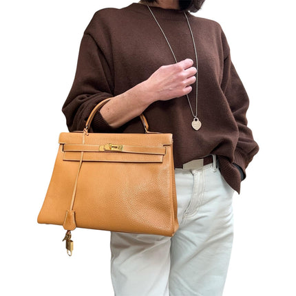 Hermès Borsa Kelly 32 Retournée Ardennes Gold hardware oro 1985: ○O