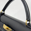 Hermès Borsa Kelly 32 a mano Box Calf nera hardware oro Sellier 1994 ○X