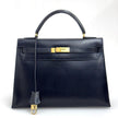 Hermès Borsa Kelly 32 a mano Box Calf nera hardware oro Sellier 1994 ○X