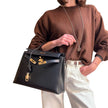 Hermès Borsa Kelly 32 a mano Box Calf nera hardware oro Sellier 1994 ○X