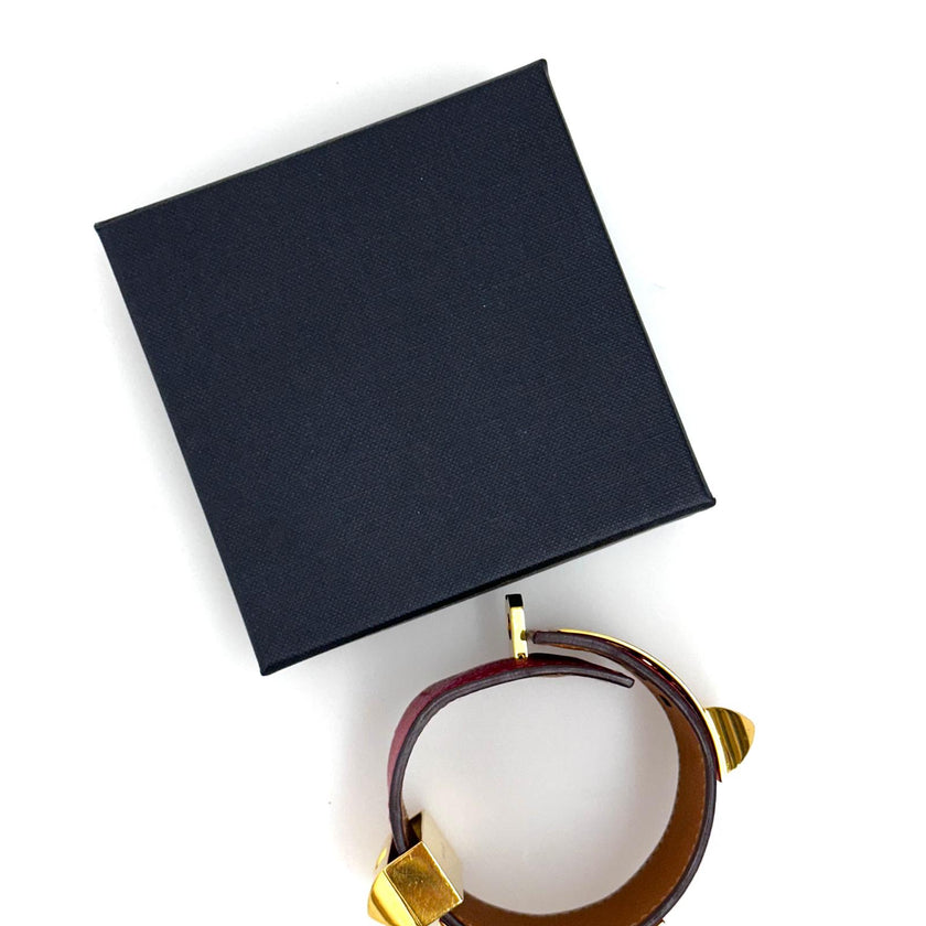 Hermès Bracciale Collier de Chien in Pelle Epsom Rosso con Finiture Dorate