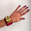 Hermès Bracciale Collier de Chien in Pelle Epsom Rosso con Finiture Dorate