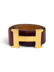 Hermès Cintura Constance in Pelle Bordeaux con Fibbia H Dorata – 1978