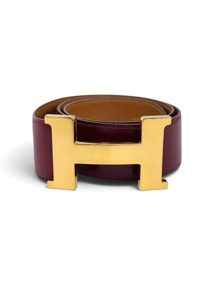 Hermès Cintura Constance in Pelle Bordeaux con Fibbia H Dorata – 1978