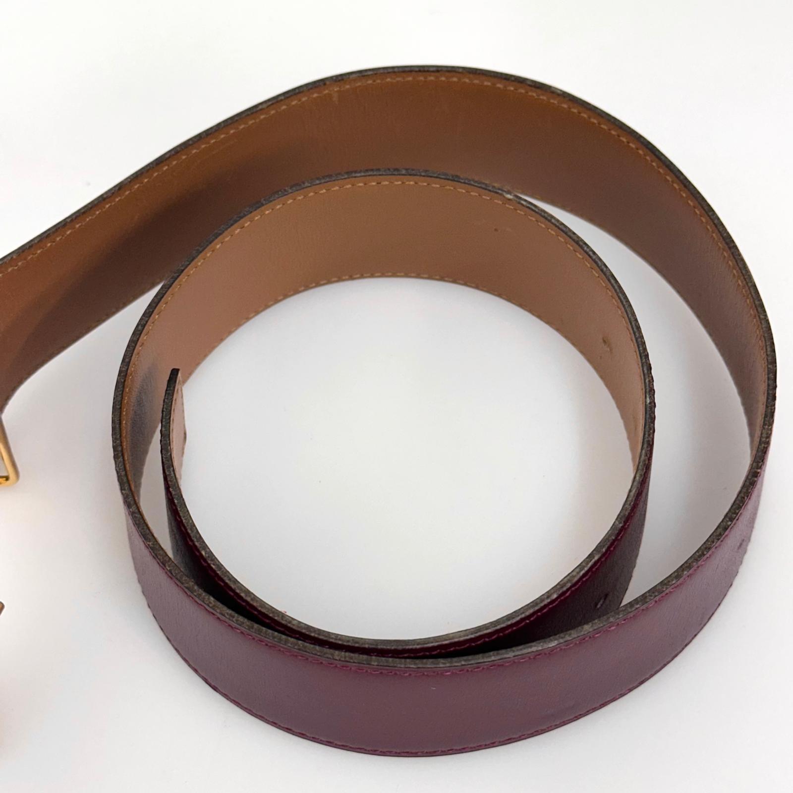 Hermès Cintura Constance in Pelle Bordeaux con Fibbia H Dorata – 1978