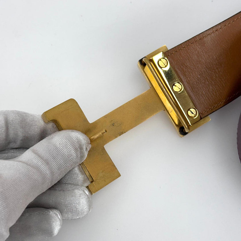 Hermès Cintura Constance in Pelle Bordeaux con Fibbia H Dorata – 1978