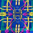 Hermès Foulard Paris Grand Manège carré 90 seta blu multicolor