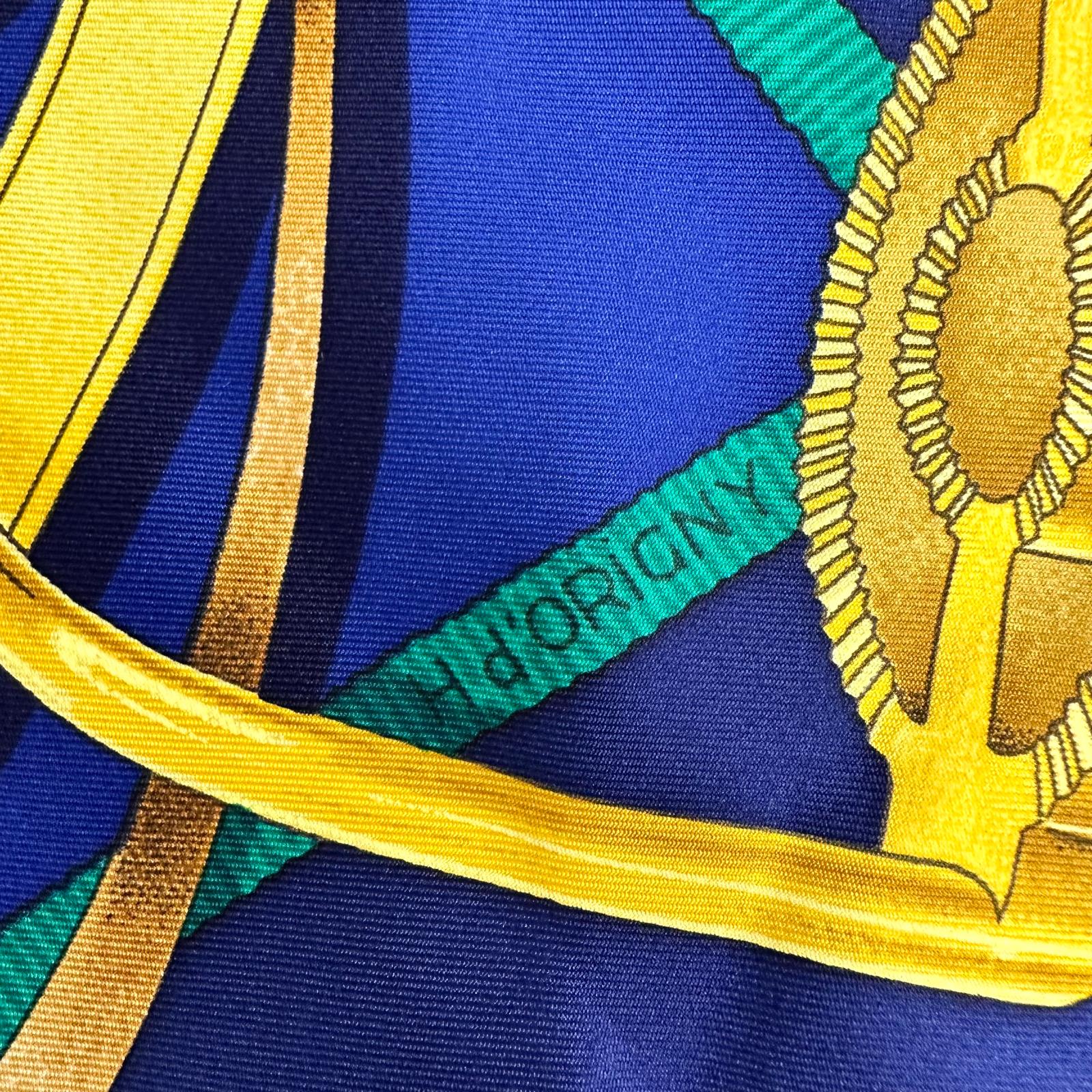 Hermès Foulard Paris Grand Manège carré 90 seta blu multicolor