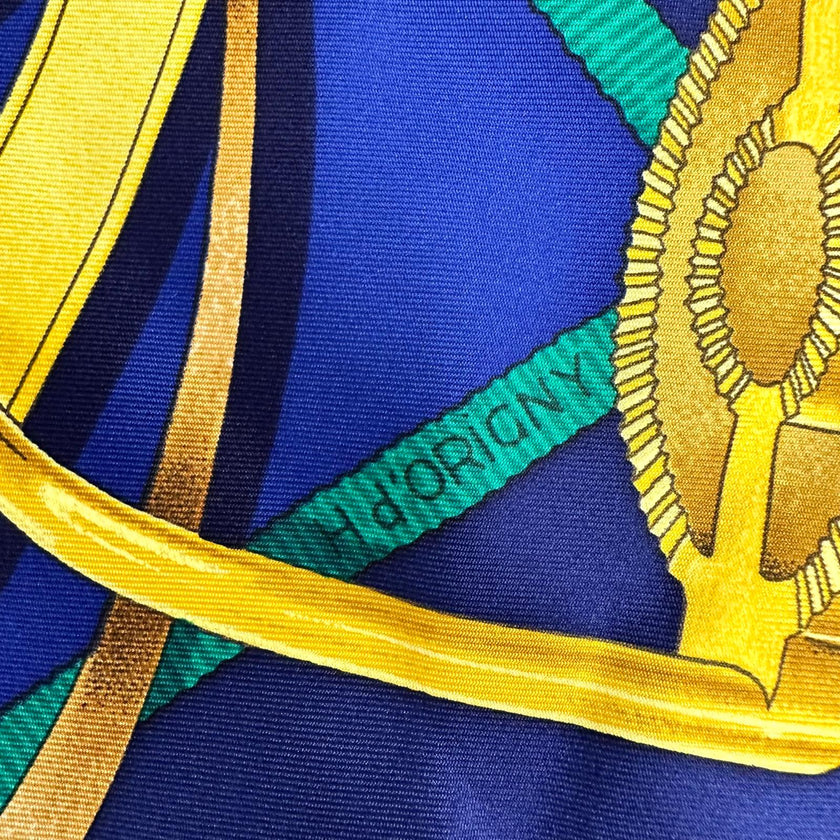 Hermès Foulard Paris Grand Manège carré 90 seta blu multicolor