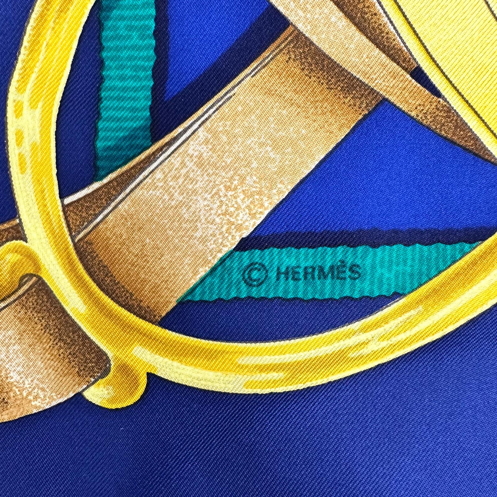 Hermès Foulard Paris Grand Manège carré 90 seta blu multicolor