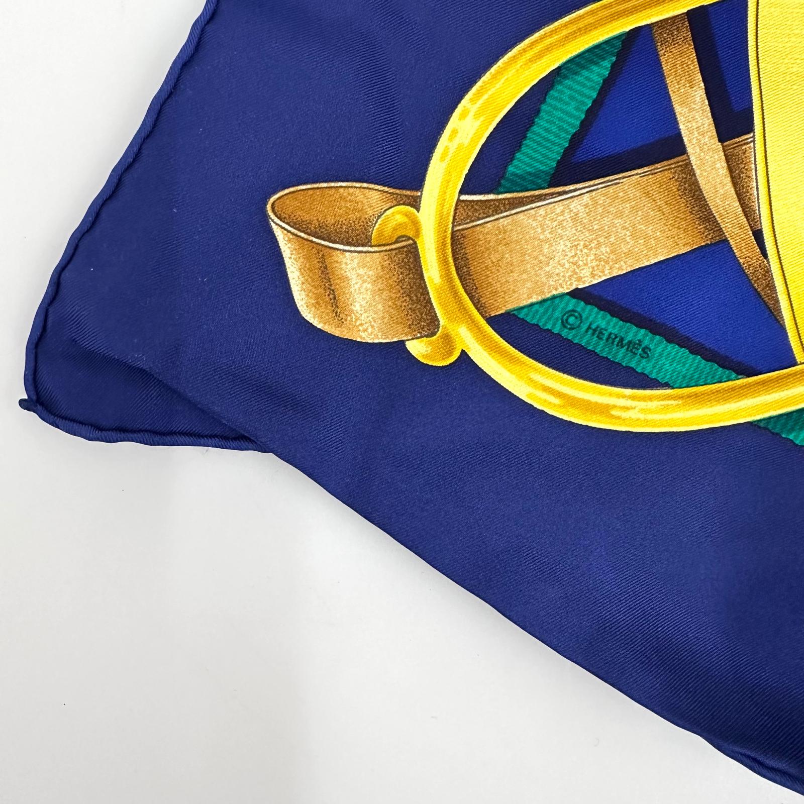 Hermès Foulard Paris Grand Manège carré 90 seta blu multicolor