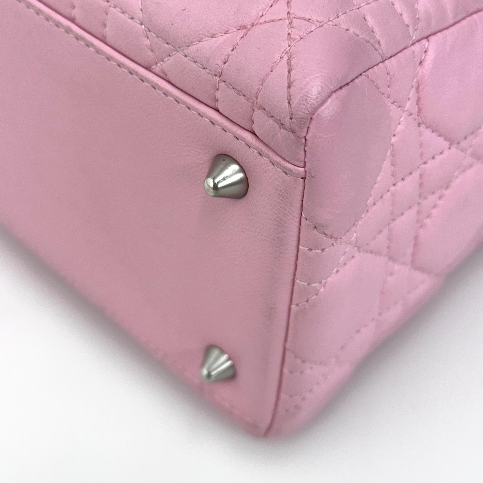 Lady Dior Borsa Media Rosa in Pelle Cannage
