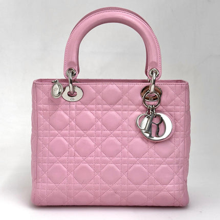 Lady Dior Borsa Media Rosa in Pelle Cannage