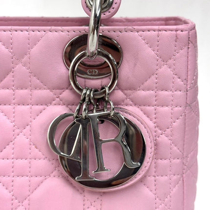 Lady Dior Borsa Media Rosa in Pelle Cannage